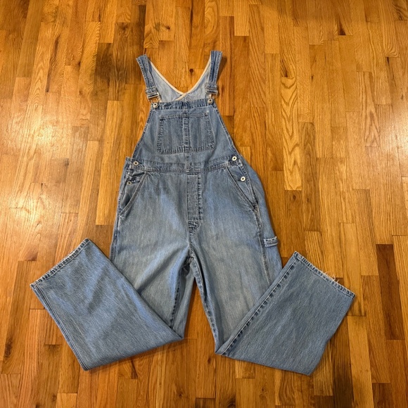 Gap Overalls Women Large Or Men Medium Y2K Denim Bibs Light Medium Wash Blue. - Picture 2 of 14